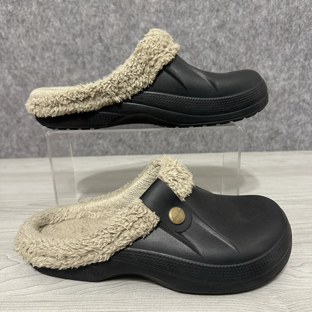 Beslip Black Fleece-Lined Clog Slippers Sz EU 40-41 US Men's 7-8 / Women's 9-10
